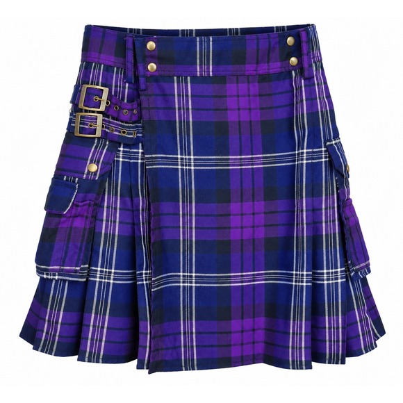 Five Rivers Other - Five Rivers 5R Purple Plaid Utility Kilt Cargo Pockets Size 38 Cosplay Festival